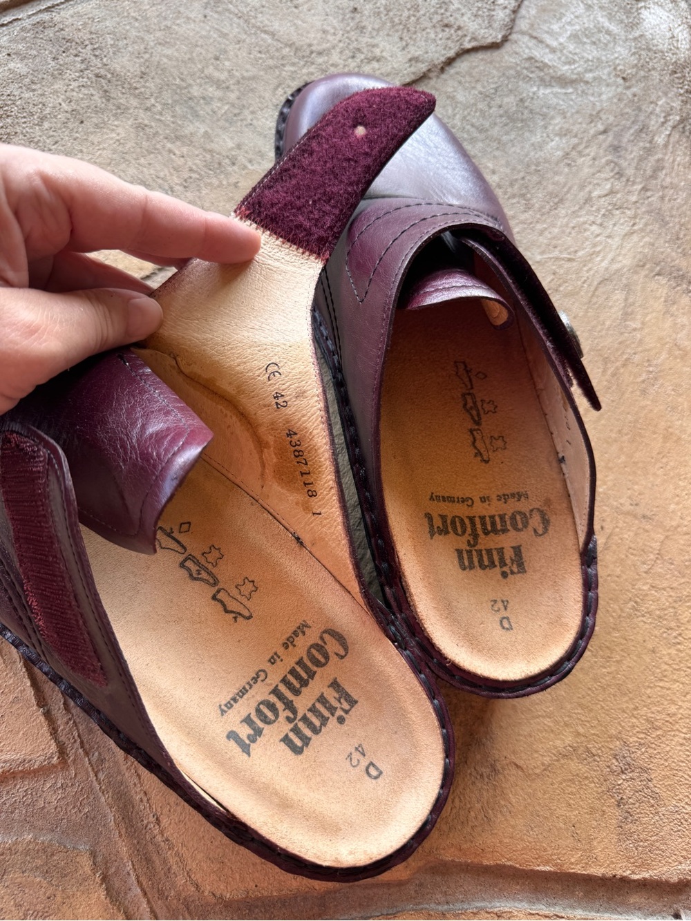 Finn Comfort SantaFe Soft Clogs Burgundy Leather Comfort Shoes EU 42 US 11 NWOB - Picture 9 of 11